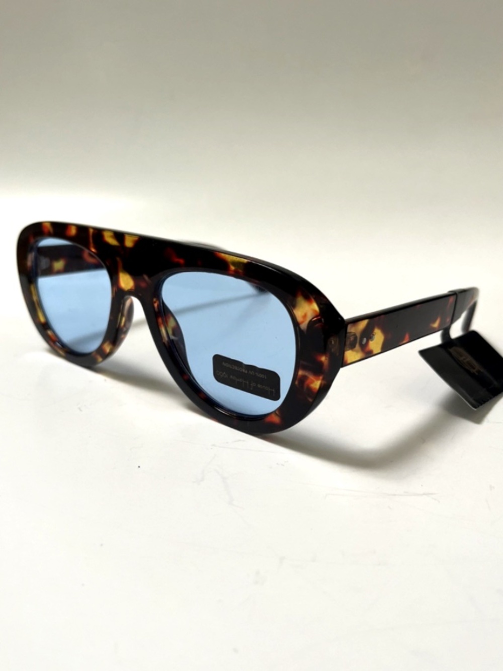 House of Harlow 1960 Aviator Sunglasses NWT Tortoise Shell Blue Lens Acetate